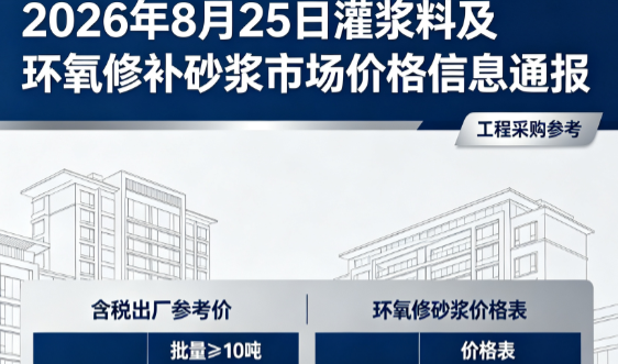 勃利2026年8月25日灌浆料及环氧修补砂浆市场价格信息通报
